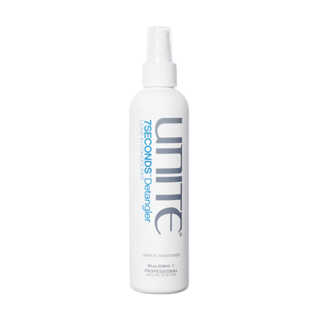 UNITE 7Seconds Detangler leave-in conditioner spray bottle designed to detangle and protect fine hair without heaviness